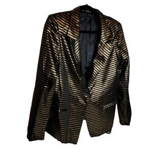 RTA Denim Iggy Blazer Metallic Lurex Stripe Size Small New